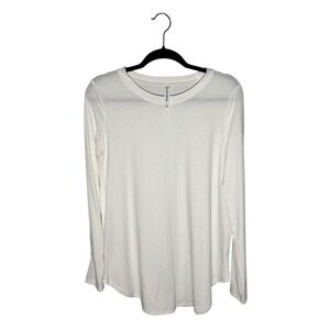 ZENANA PREMIUM White Long Sleeve Crew Neck Tunic Top Women's Size Medium